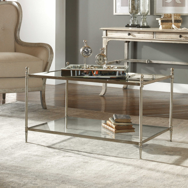 24281 Uttermost Gannon Mirrored Glass Coffee Table
