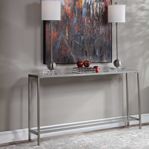 24913 Uttermost Hayley Silver Console Table