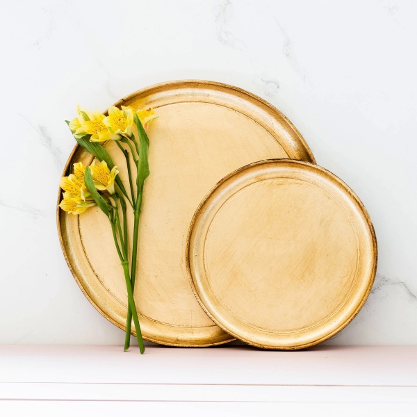 FWD-6216 Florentine Wooden Accessories Gold Small Round Tray