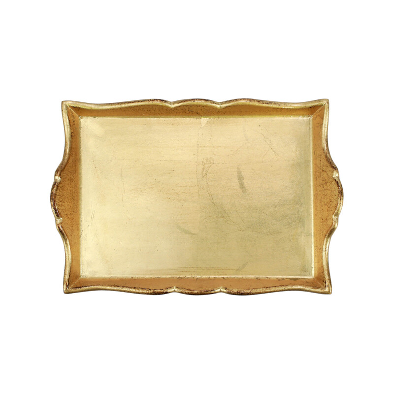 FWD-6219 Florentine Wooden Accessories Gold Handled Small Rectangular Tray