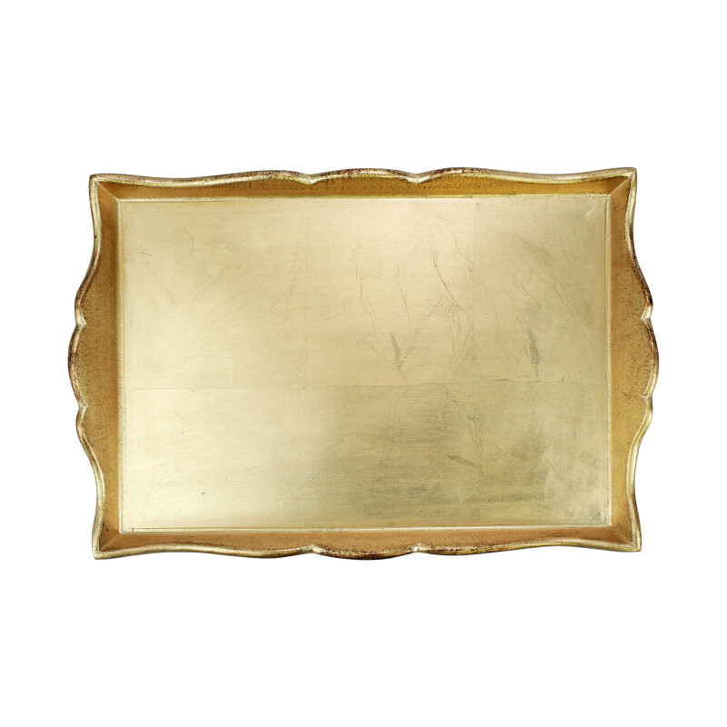 FWD-6221 Florentine Wooden Accessories Gold Handled Medium Rectangular Tray