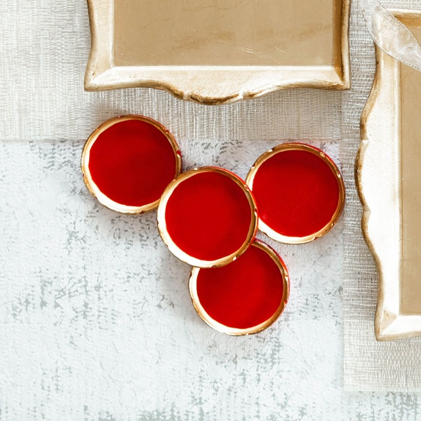 FWD-6224 Florentine Wooden Accessories Red & Gold Coasters - Set of 4
