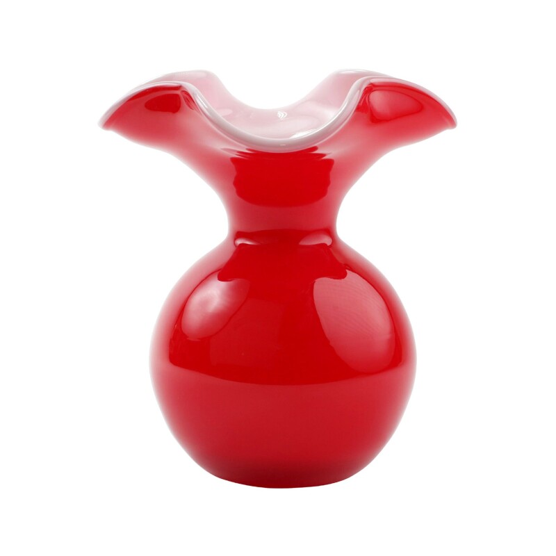 HBS-8581R-GB Hibiscus Glass Red Small Fluted Vase