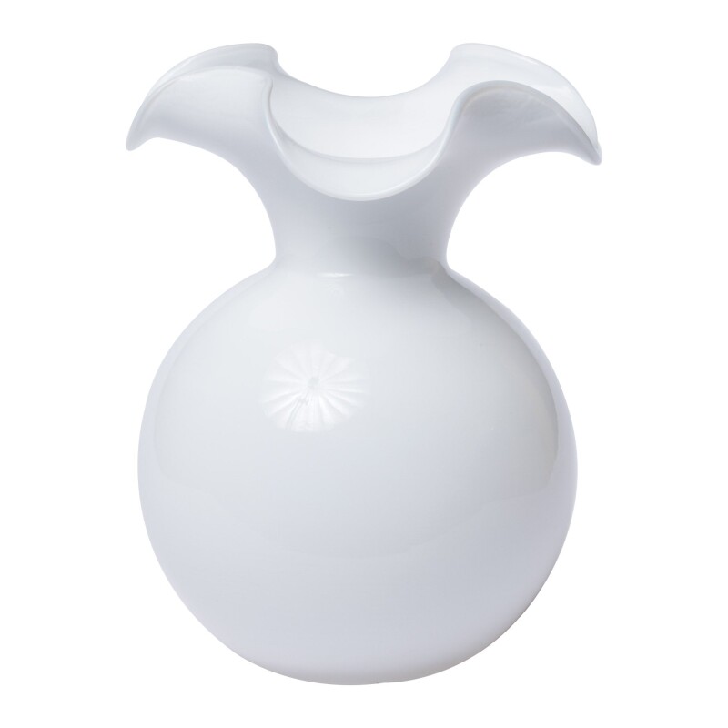 HBS-8582W Hibiscus Glass White Medium Fluted Vase