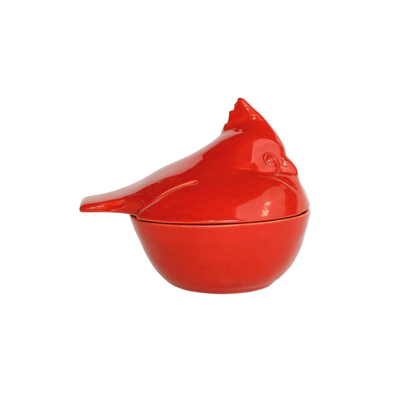 LAH-26019C Lastra Holiday Figural Red Bird Covered Bowl