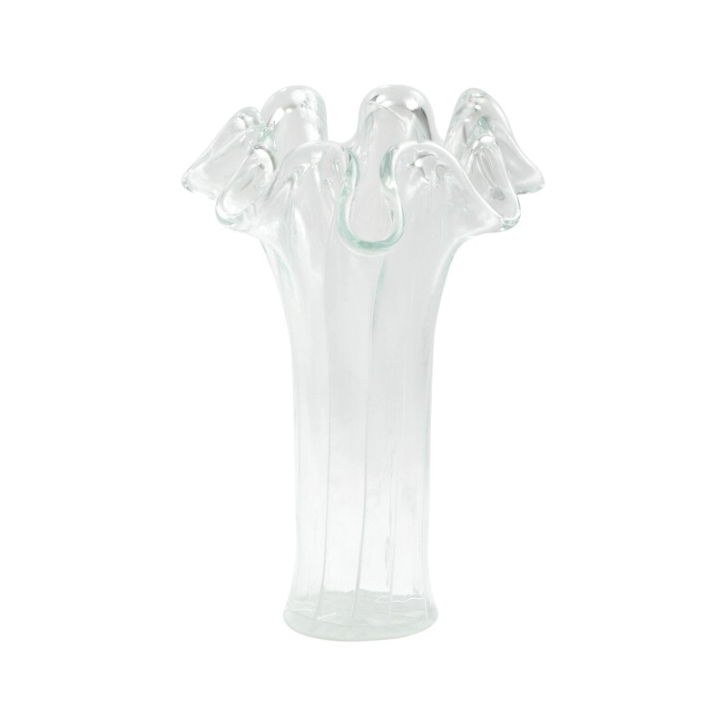OND-5234CL Onda Glass Clear w/ White Lines Short Vase
