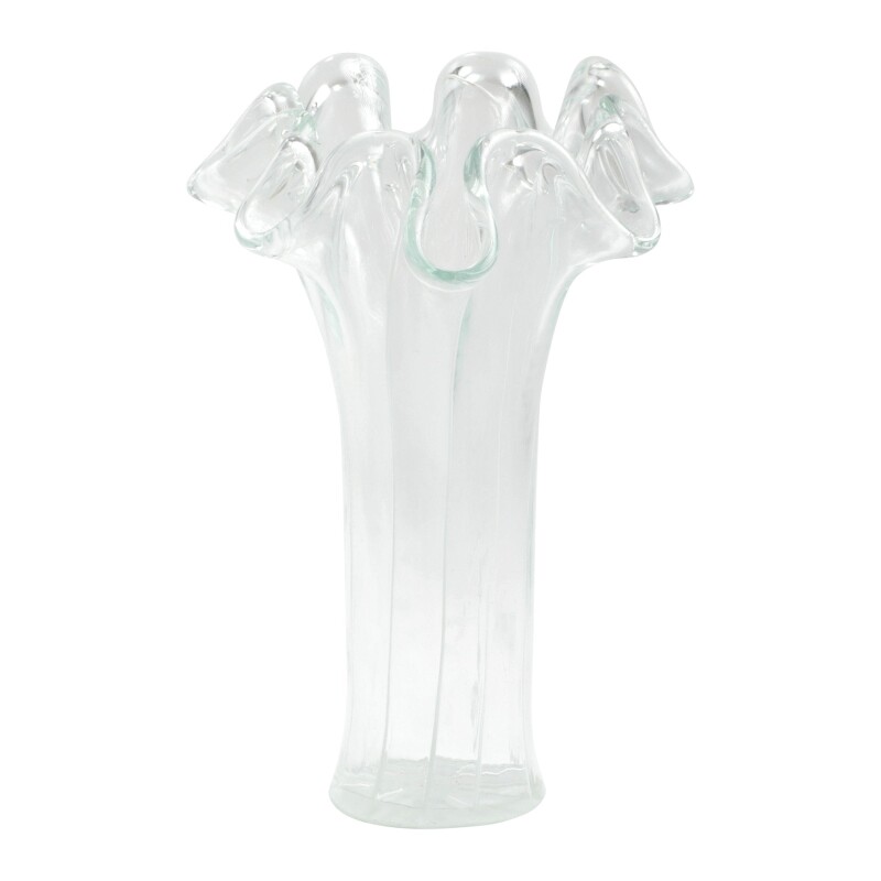 OND-5235CL Onda Glass Clear w/ White Lines Tall Vase