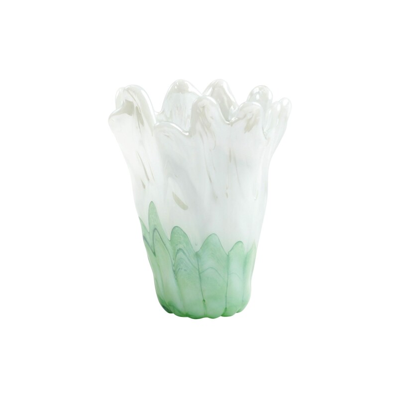 OND-5282G Onda Glass Green and White Medium Vase