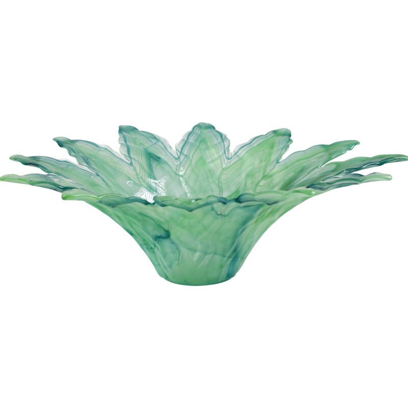 OND-5293G Onda Glass Green Leaf Large Centerpiece