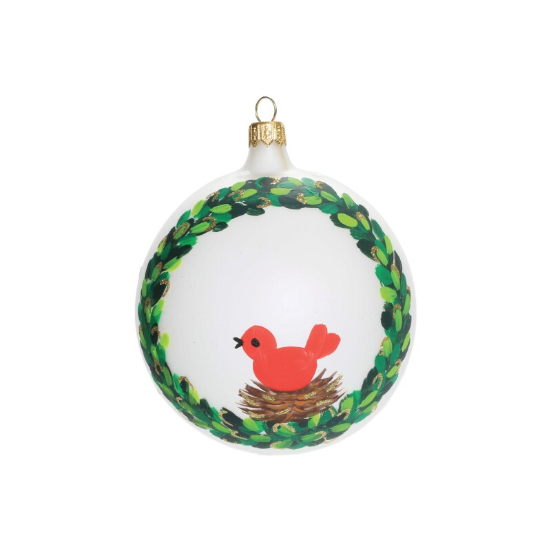 ORN-27017 Ornaments Wreath w/ Red Bird Ornament