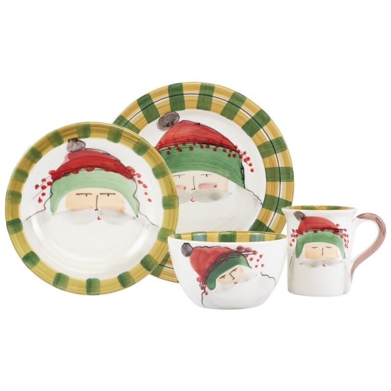 OSN-7800BS-4 Old St. Nick Green Hat Four-Piece Place Setting