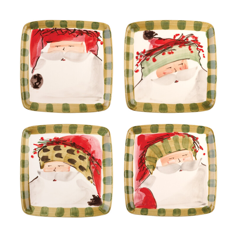 OSN-7801 Old St. Nick Assorted Square Salad Plates - Set of 4