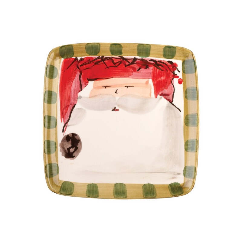 Osn 7801a Old St. Nick Square Salad Plate Red Hat