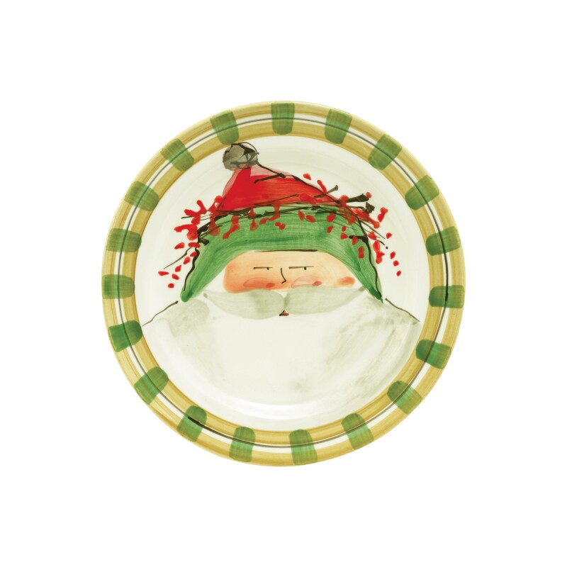 Osn 7802b Old St. Nick Round Salad Plate Green Hat