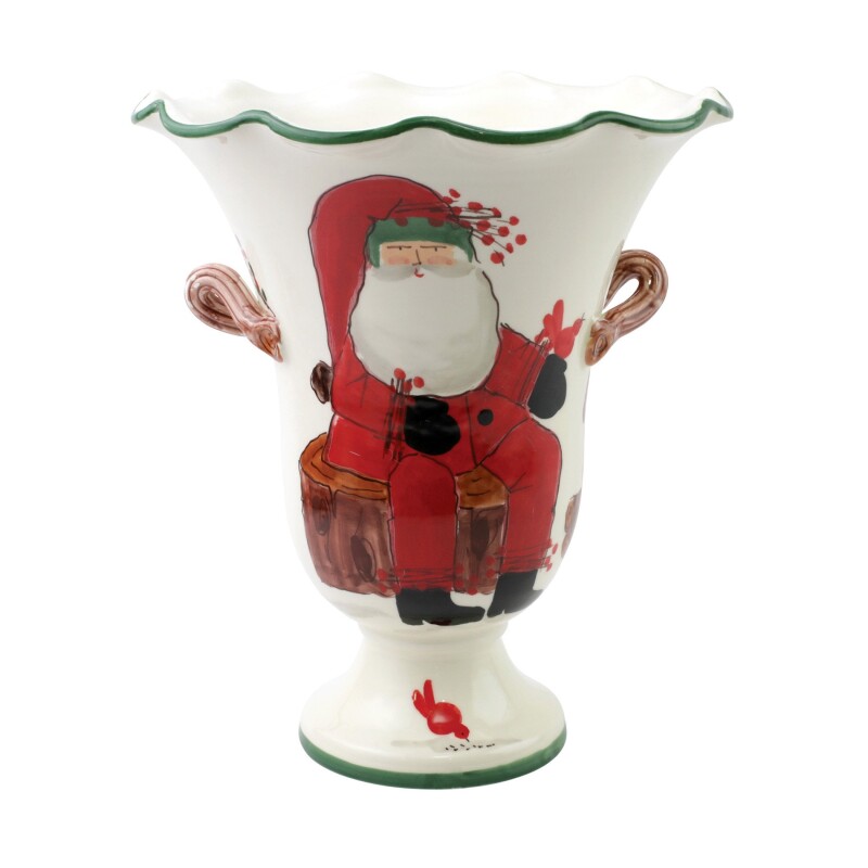 OSN-78101 Old St. Nick Large Footed Cachepot w/ Campfire