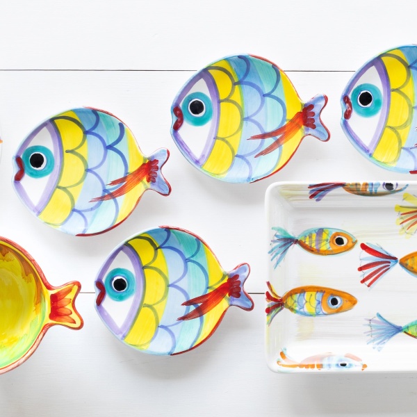 Pse 7870 Vietri Pesci Colorati Figural Fish Canape Plate 4