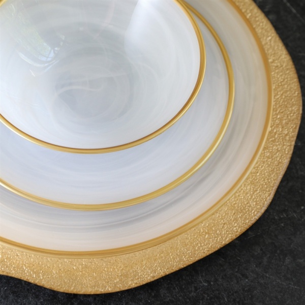 RUF-5224 Rufolo Glass Gold Organic Service Plate/Charger
