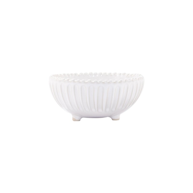SINC-W1103A Incanto Stone White Stripe Footed Bowl