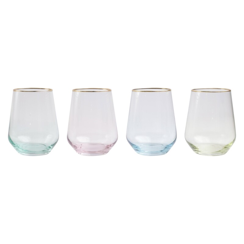 VBOW-52121 Rainbow Assorted Stemless Wine Glasses - Set of 4