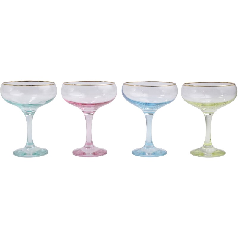 VBOW-52151 Rainbow Assorted Coupe Champagne Glasses - Set of 4