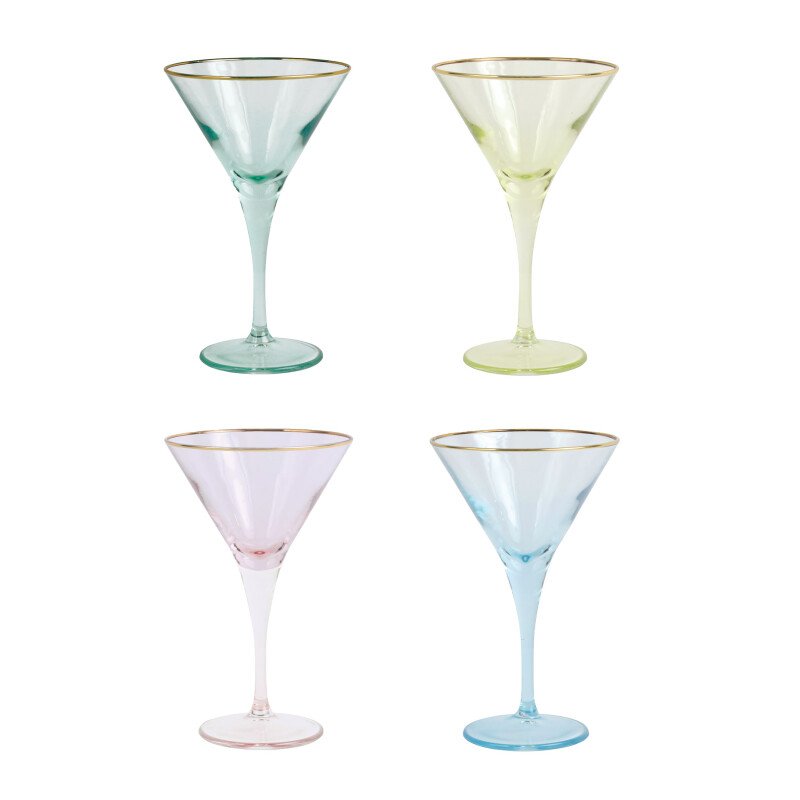 Rainbow Assorted Martini Glasses - Set of 4