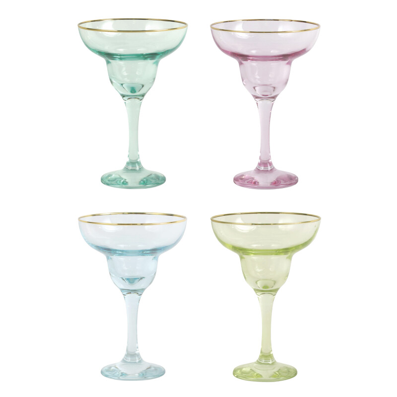 Rainbow Assorted Margarita Glasses - Set of 4