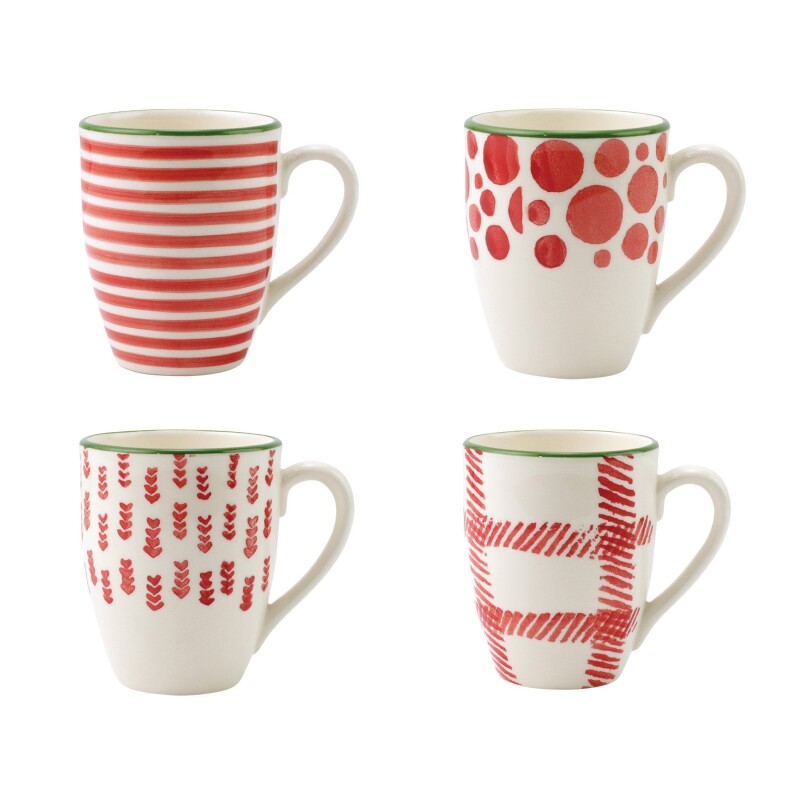 Mistletoe Assorted Mugs - Set of 4