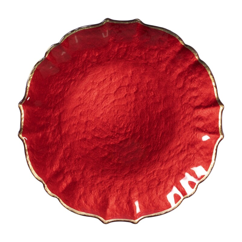 Baroque Glass Red Service Plate/Charger