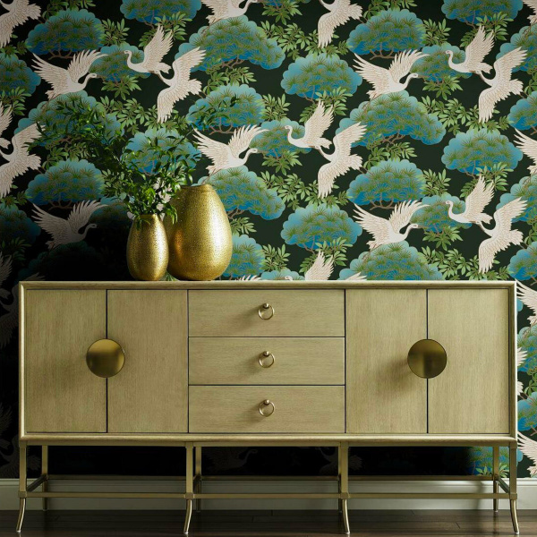 AF6593 Sprig & Heron Wallpaper