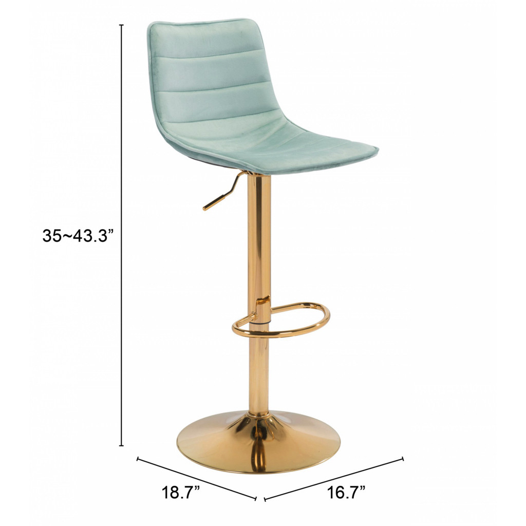 Prima Bar Chair Light Green & Gold in Light Green/Gold by Zuo