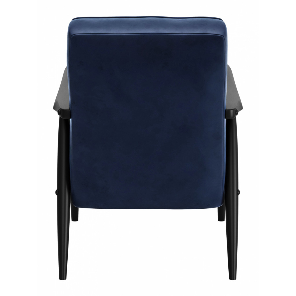 Rocky Velvet Arm Chair Blue by Zuo