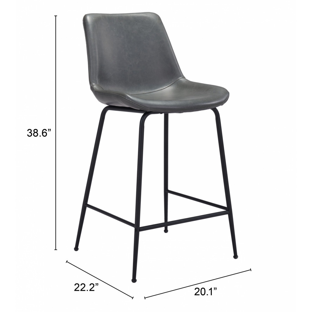 Byron Counter Chair Gray by Zuo