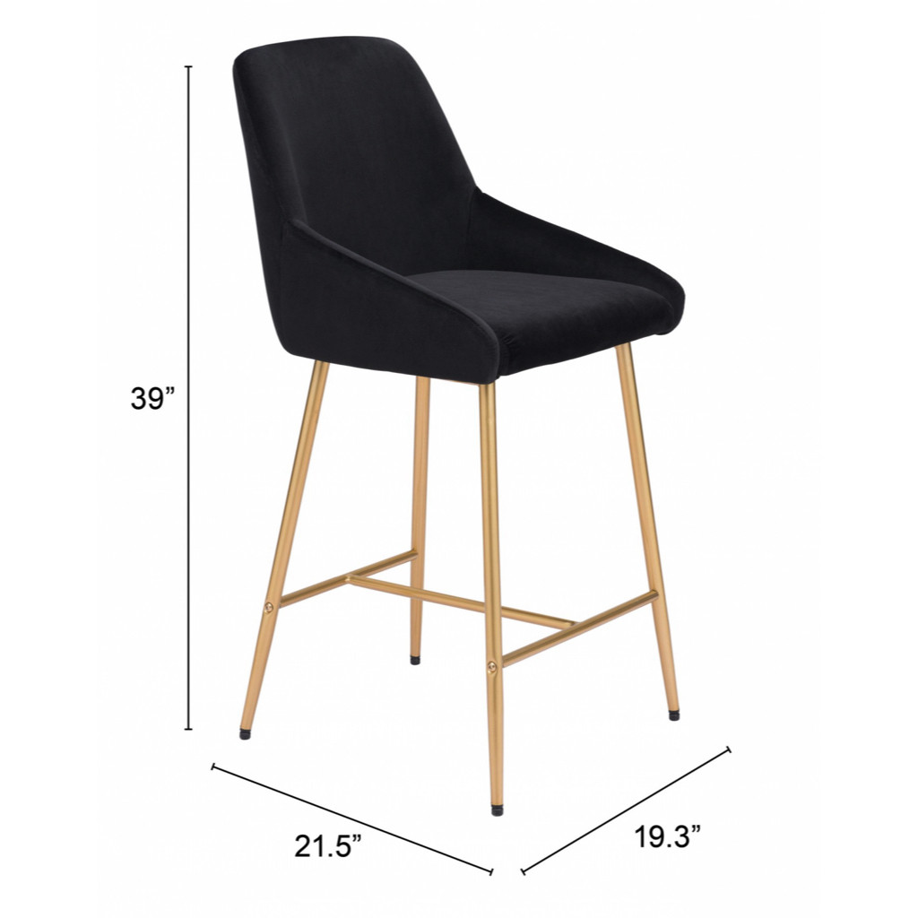 Modern Mira Counter Chair Black & Gold in Black/Gold by Zuo