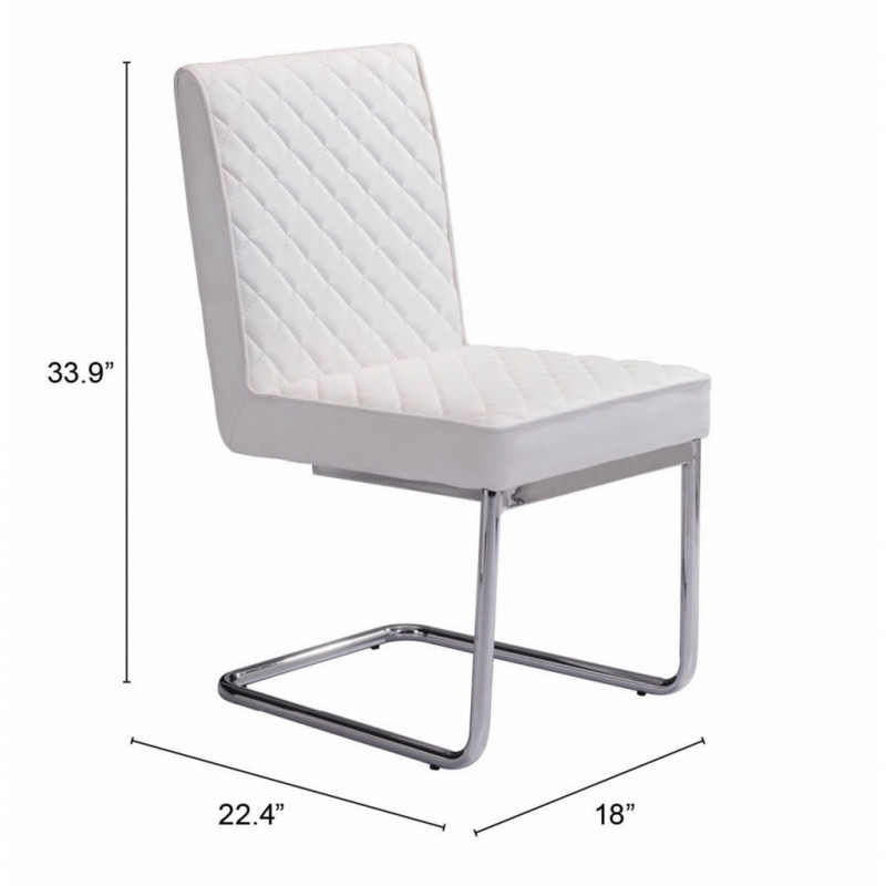 100188 Dimension Quilt Armless Dining Chair Set Of 2 White 1