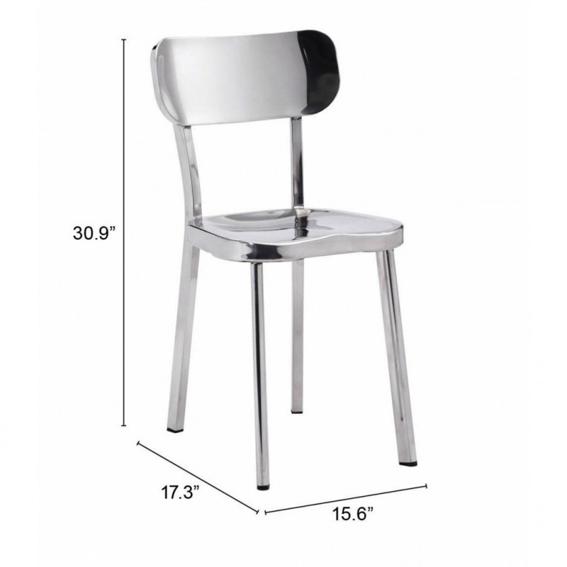 100301 Dimension Winter Dining Chair Set Of 2 Polished Stainless Steel