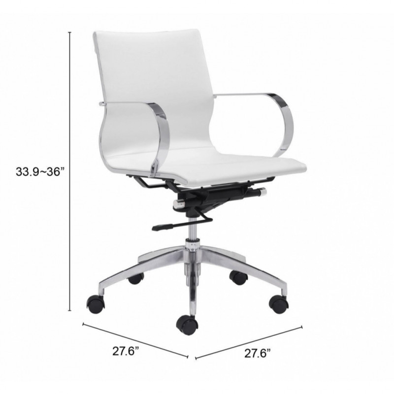 100375 Dimension Glider Low Back Office Chair White