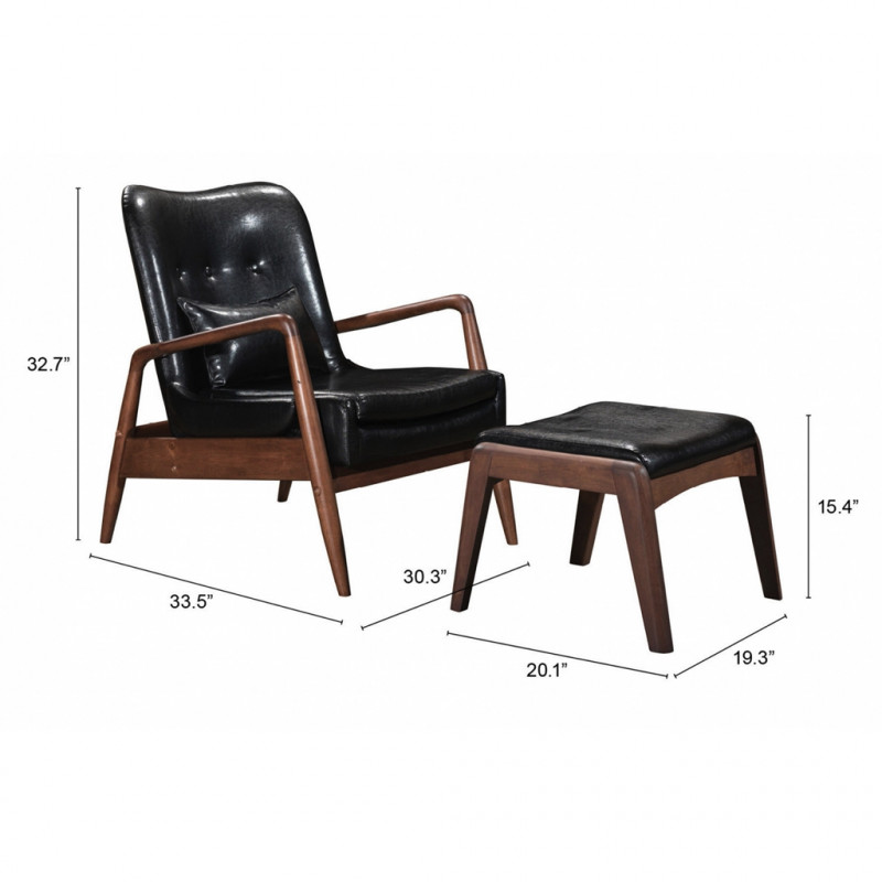 100534 Dimension Bully Lounge Chair Ottoman Black