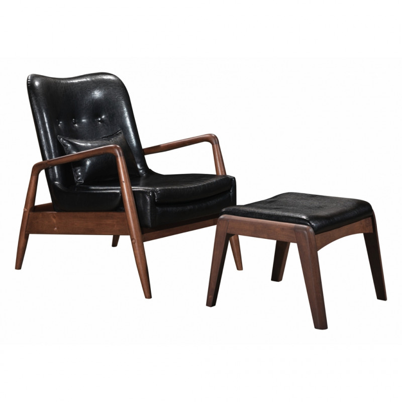 100534 Bully Lounge Chair & Ottoman Black