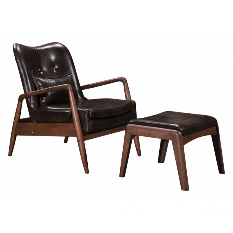 100535 Bully Lounge Chair & Ottoman Brown
