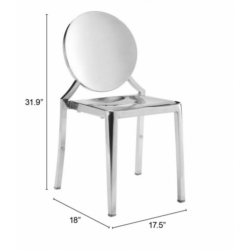 100550 Dimension Eclipse Dining Chair Set Of 2 Stainless Steel
