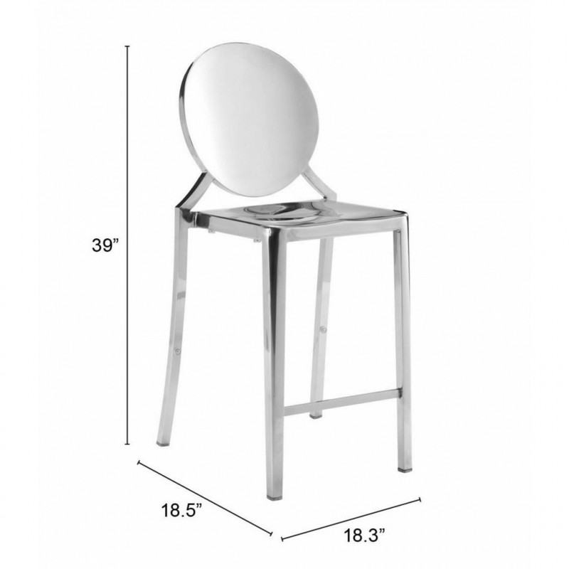 100551 Dimension Eclipse Counter Chair Set Of 2 Stainless Steel