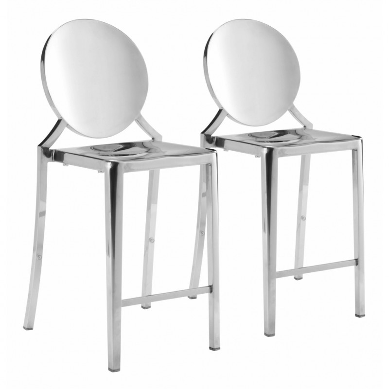 100551 Eclipse Counter Chair (Set of 2) Stainless Steel