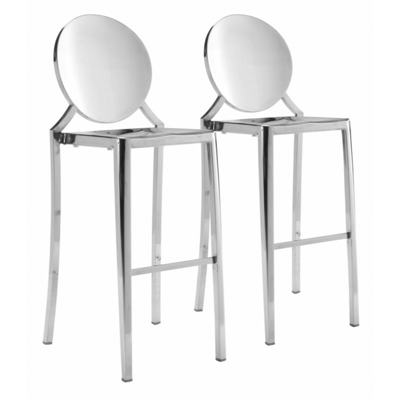 100552 Eclipse Bar Chair (Set of 2) Stainless Steel