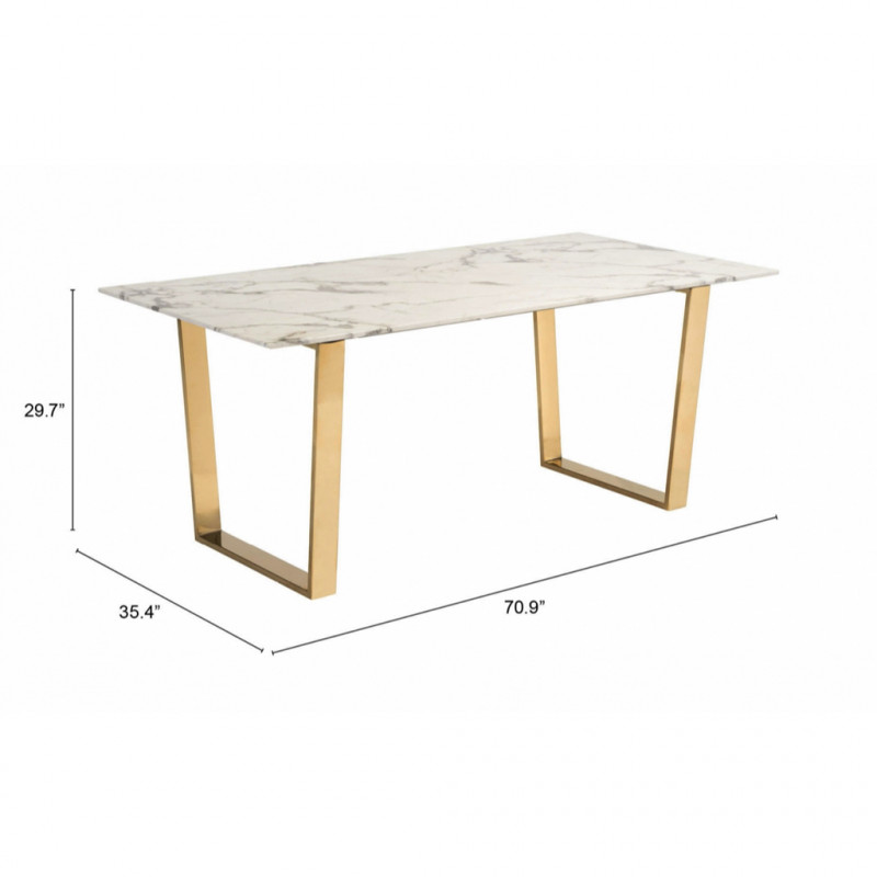 100652 Dimension Atlas Dining Table White Gold