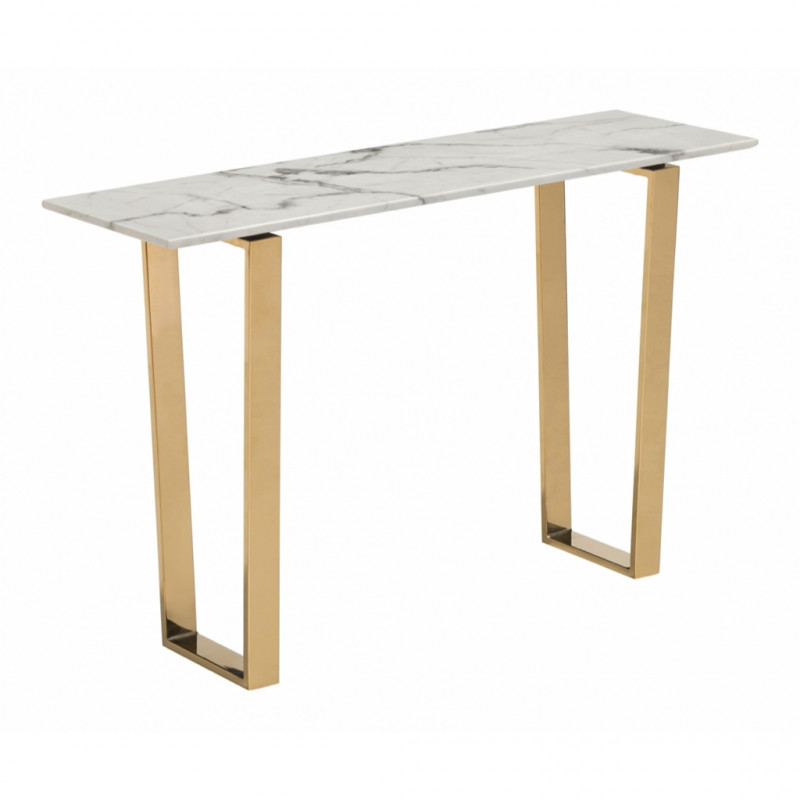 100654 Atlas Console Table White & Gold