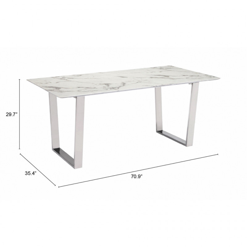 100707 Dimension Atlas Dining Table White Silver