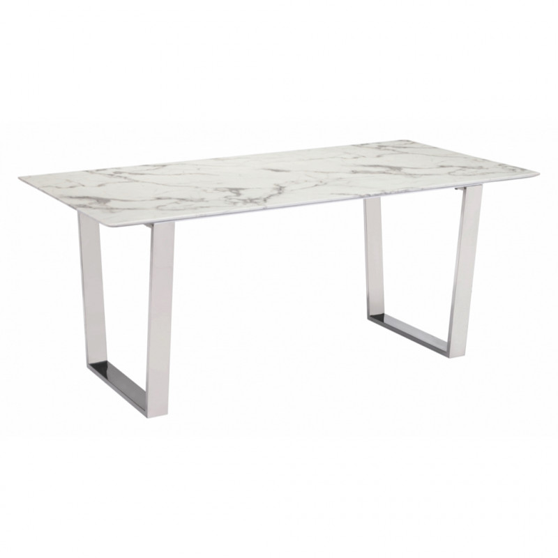 100707 Atlas Dining Table White & Silver