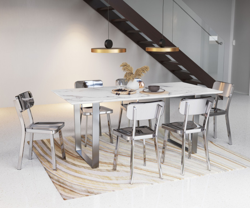 100707 Atlas Dining Table White & Silver