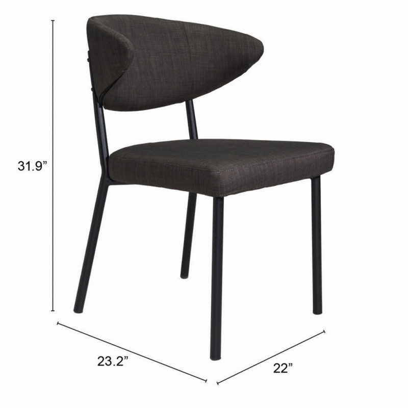 100764 Dimension Pontus Dining Chair Set Of 2 Charcoal Gray