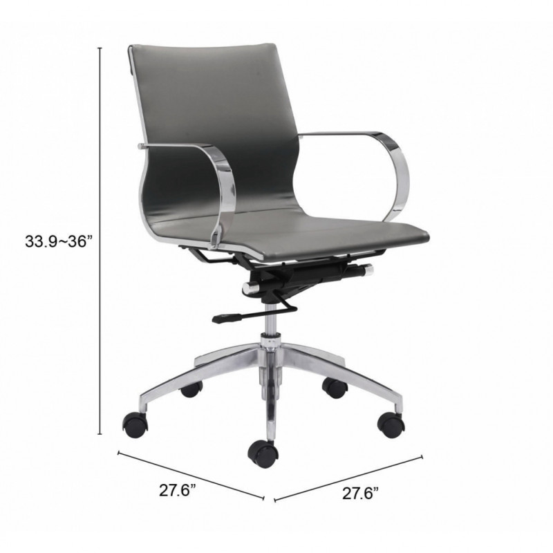100835 Dimension Glider Low Back Office Chair Gray